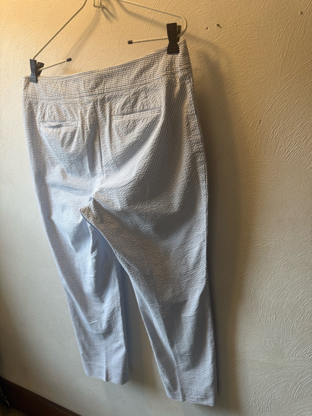 SOLD Talbots Blue White Seersucker Stripe Ankle Pants High Rise Coastal  12 - Picture 4 of 8